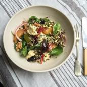 Sprouted Bean Salad with Plums and Stilton